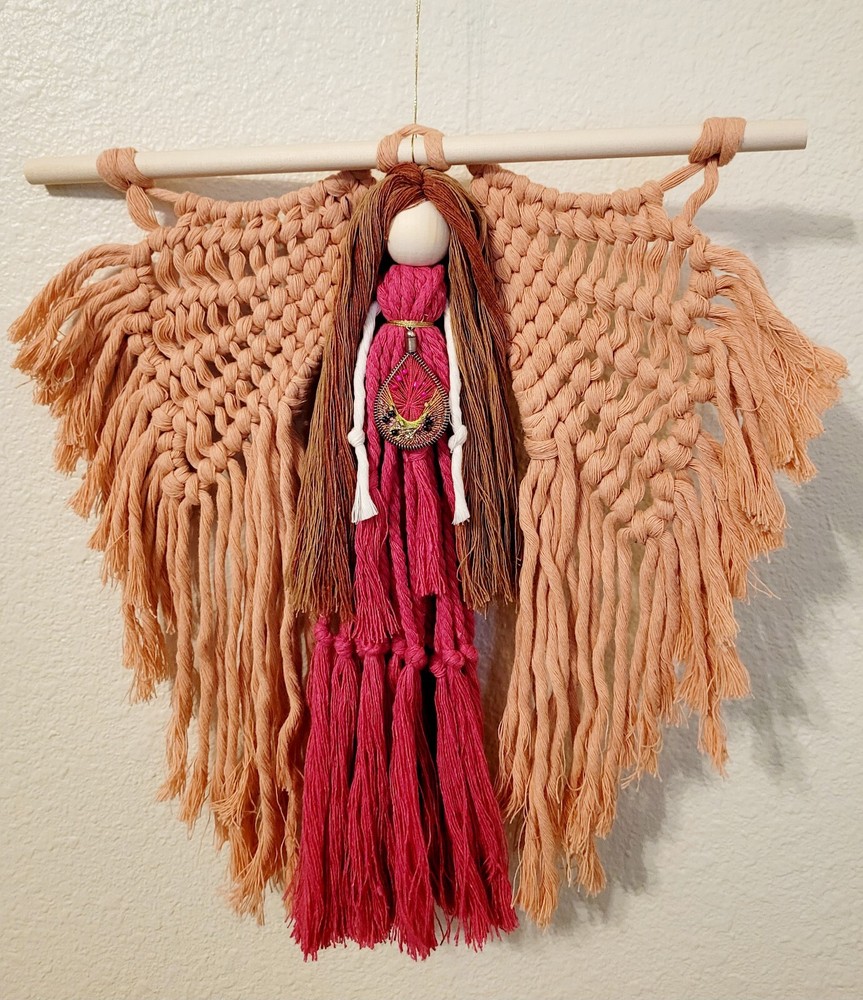 Macrame Handmade Wall Hanging Decor Crocheted Angel Doll Made From Cotton Thread