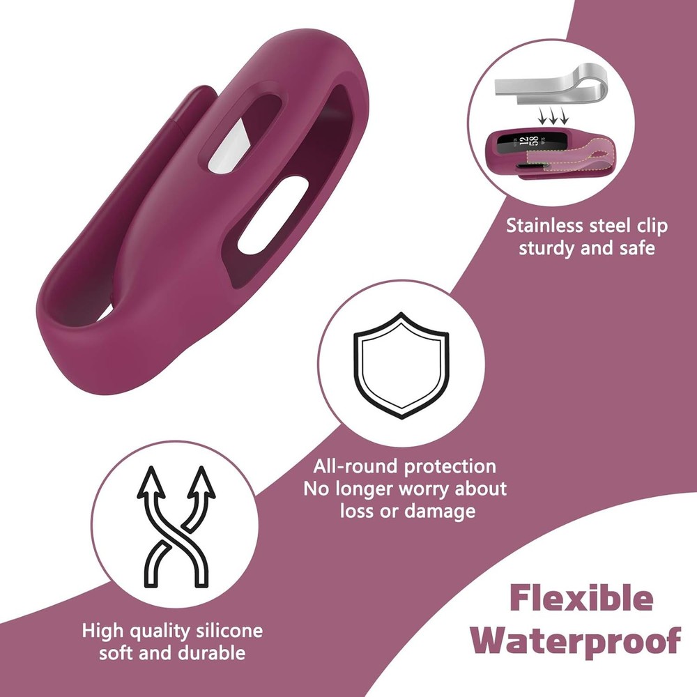 4-Pack Clip Case Compatible with Fitbit Inspire 2/Fitbit Inspire 3, Soft Silicon