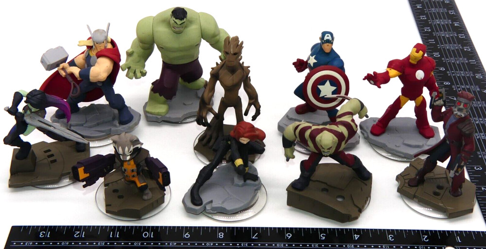 Lot Disney Infinity Game Figure Marvel Groot Rocket Gamora Hulk Iron Galaxy