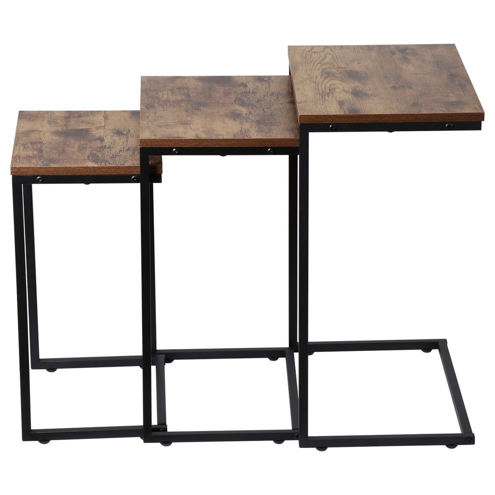 Nesting Tables 3PCS Side Tables Coffee Tables Stacking End Tables w/ Metal Frame