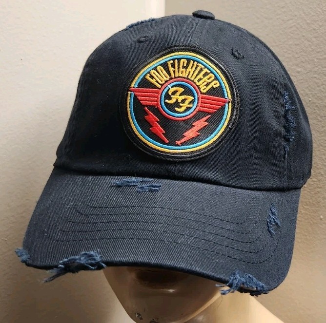 Foo Fighters Hat Low Distressed Adjustable Buckle Black Hat