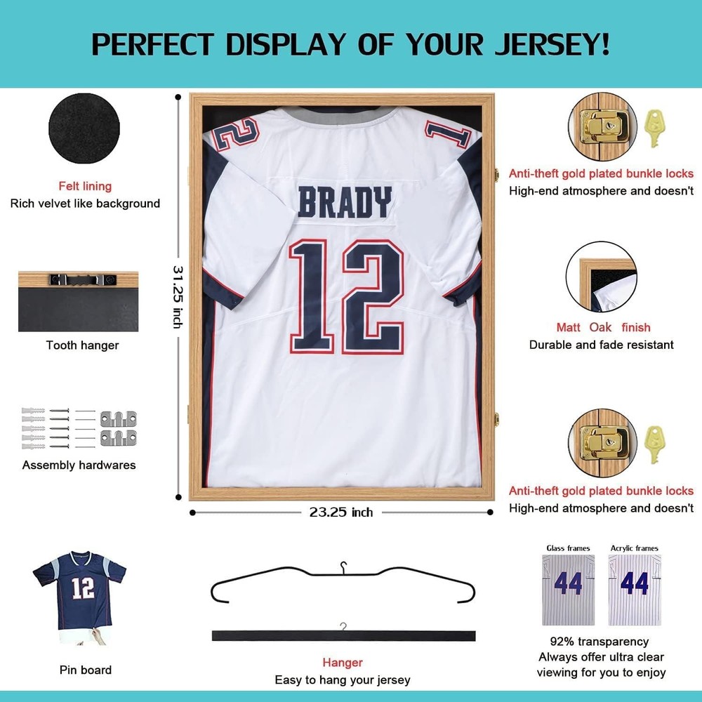 Jersey Frame Display Case - Jersey Display Case - Large Lockable Frames Shado...