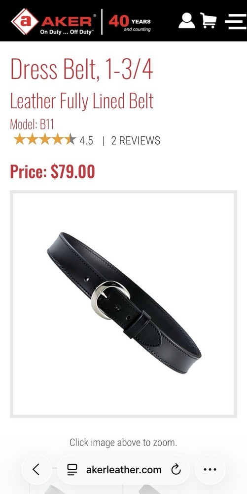 Aker B11 Leather Gun Belt