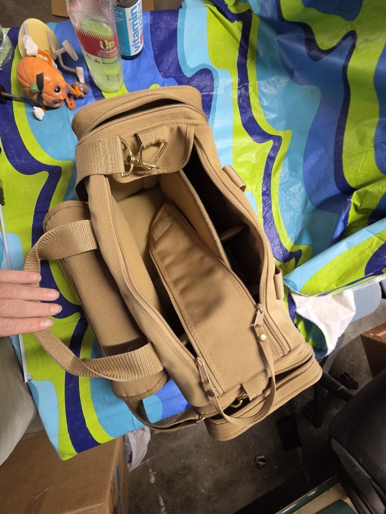 VTG MacGregor Padded Canvas Camera Bag Case - Tan Shoulder Strap Adj Compartment