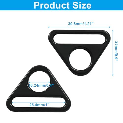 Black Metal Triangular Buckles 1 Inch