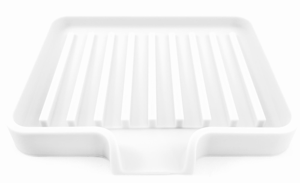 Silicone Soap Dish Tray and Sponge Holder with Drain Chute, Rectangular, Kitc...