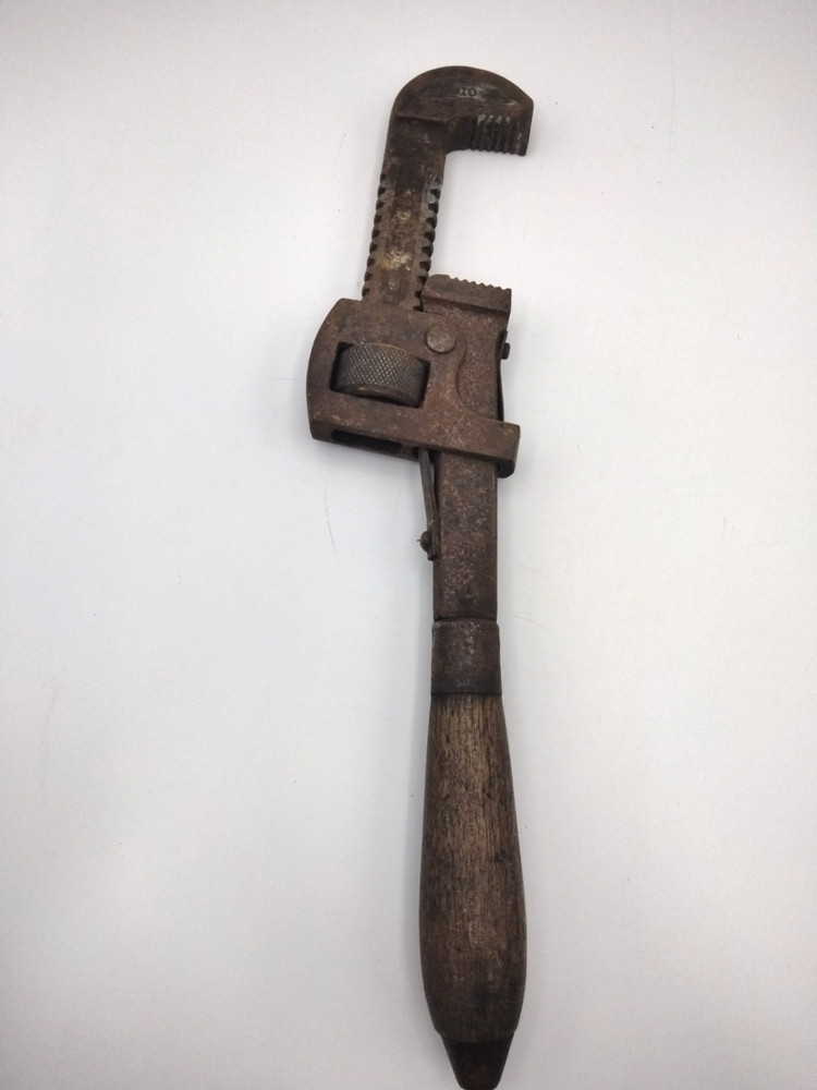 Vintage Adjustable Pipe Wrench Wood Handle