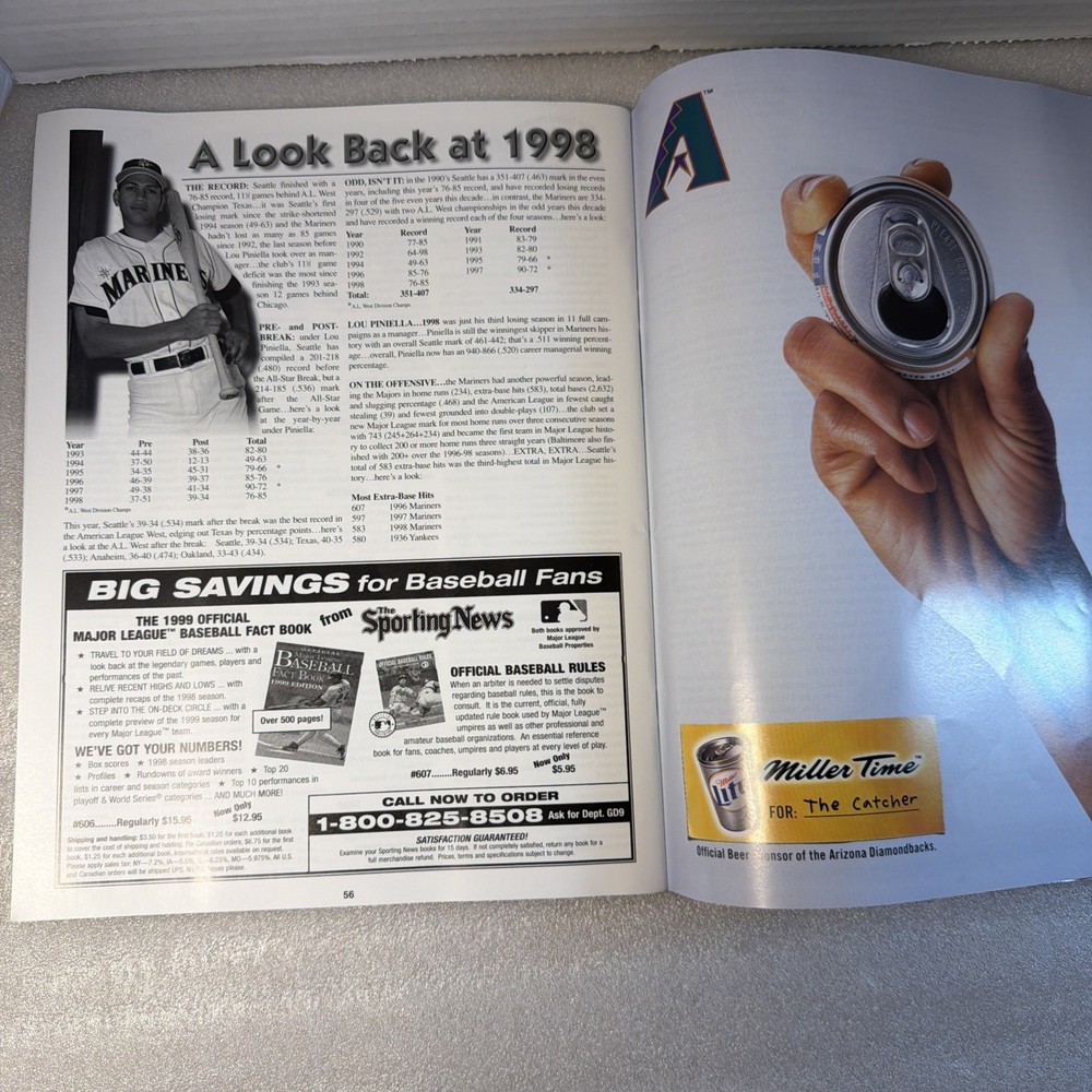1999 Seattle Mariners Spring Training Program Magazine Alex Rodriguez Peoria, AZ