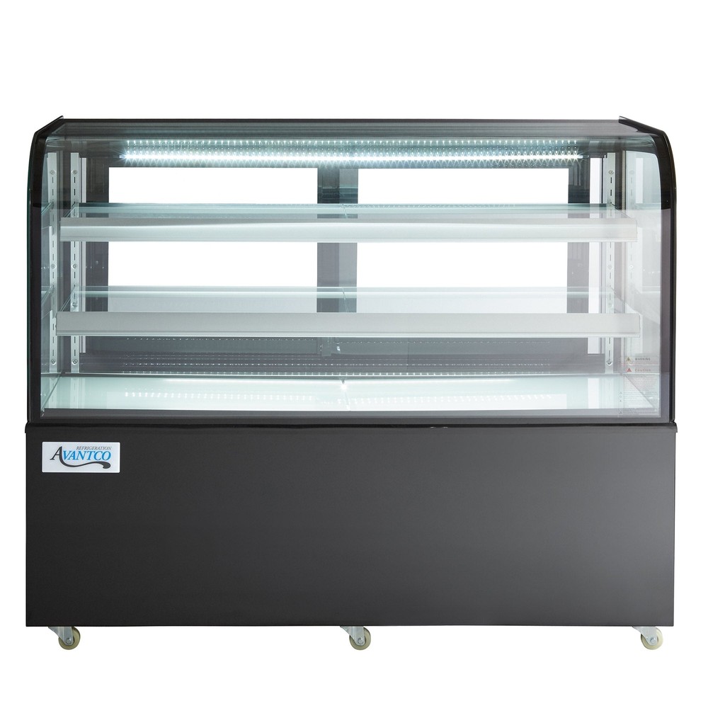 60" Curved Glass Black Refrigerated Bakery Display Case