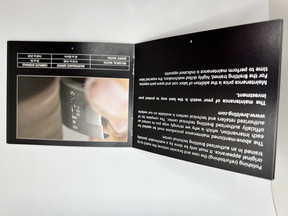 Breitling 2009-2013 Booklet With Descriptions For Services, Tests and Owner Tips