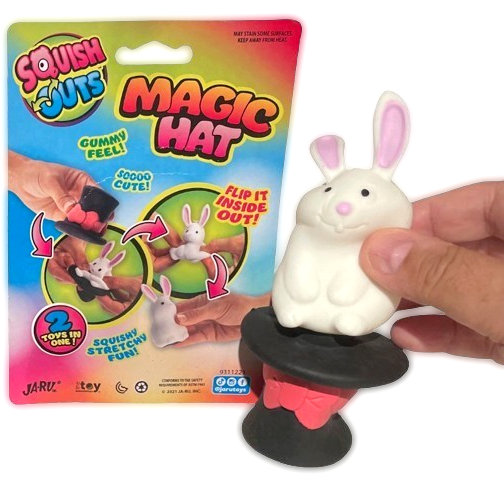 SQUISHY MAGIC TOP HAT TO RABBIT Toy Pull Bunny Joke Magician Trick Fidget Gift