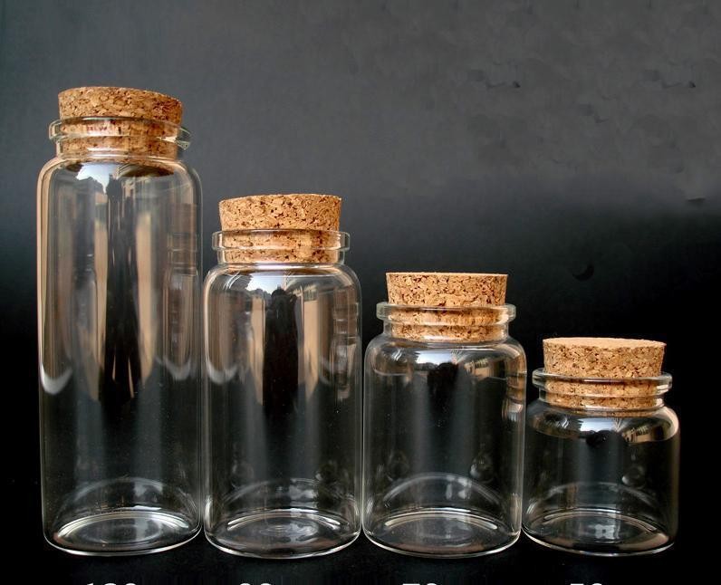 2pcs 50ml Empty Sample Vials Clear Glass Bottles with Corks Jars