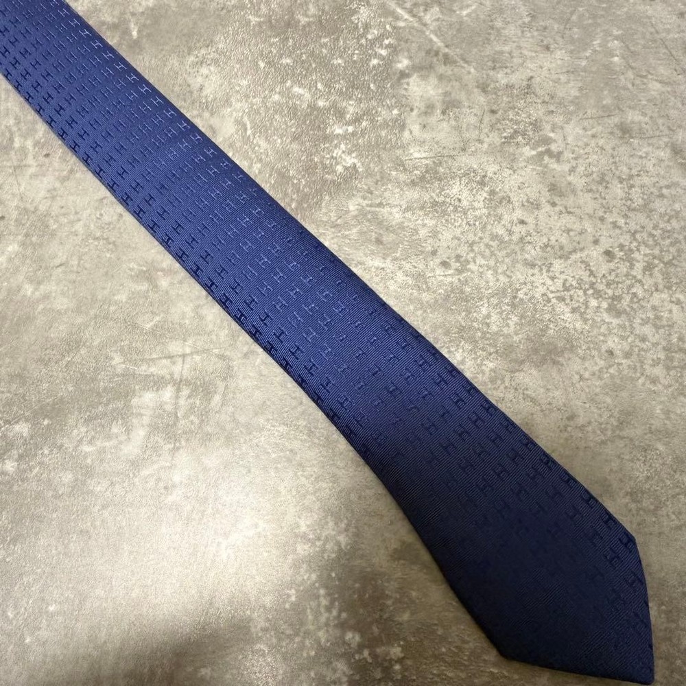 HERMES Tie Navy Fason H Pattern