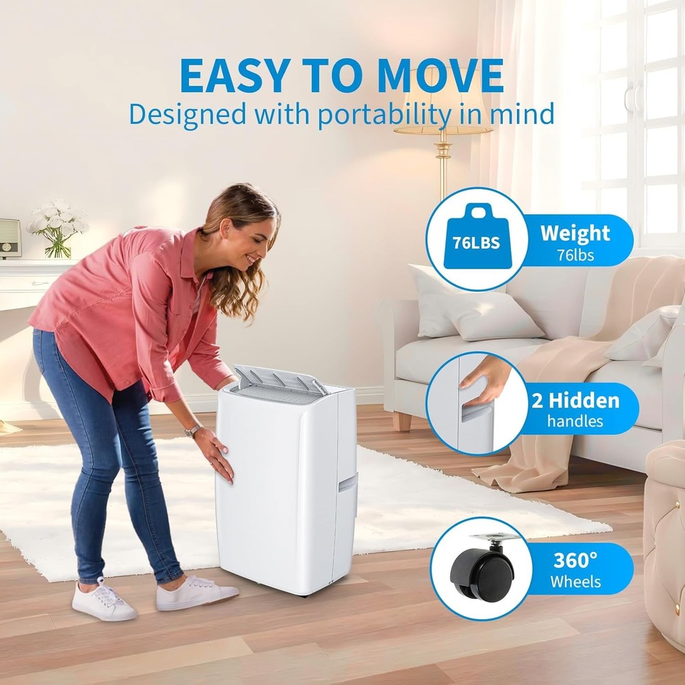 14000 BTU Portable Air Conditioner for 750 Sq Ft w/Remote Control, Low Noise