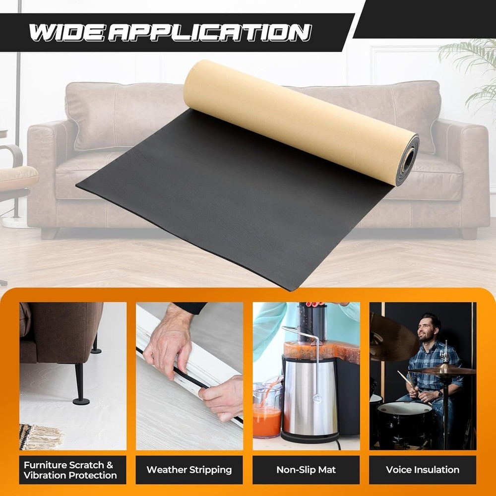 Multi-Purpose Adhesive Foam Sheet 1/8" Thick x 48" Long for Insulation & Sealing