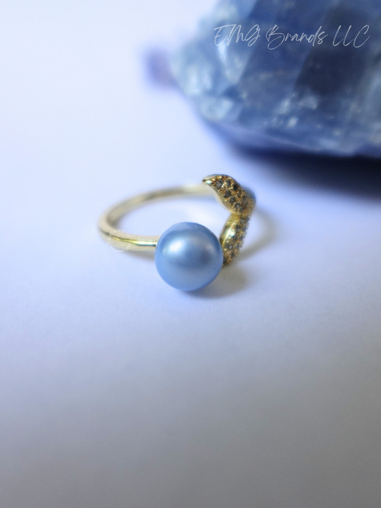 Sky Blue Pearl Fishtail Ring
