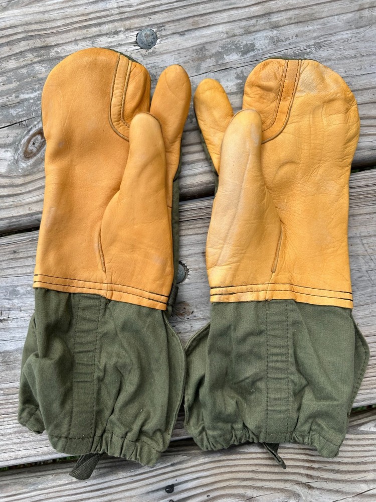 US Army M65 Trigger Finger Mitten Shells Cold Weather OG Leather Medium