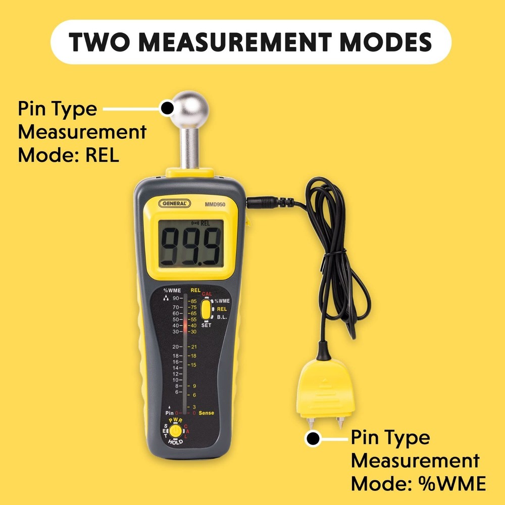 General Tools Moisture Meter MMD950 - Humidity Sensor - Pin Type / Pinless Devic