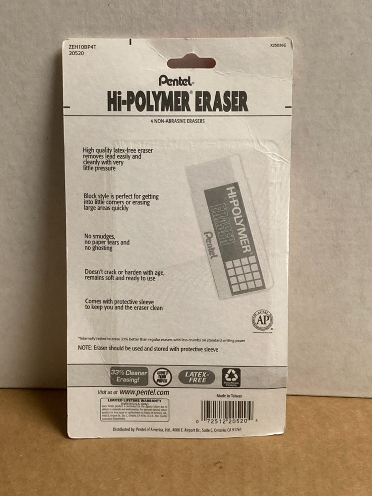 Pentel Hi-polymer Erasers (4 Count)