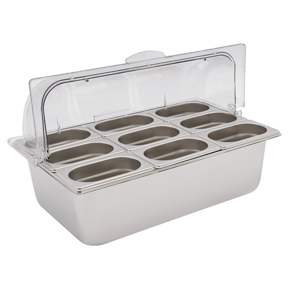 Food Serving Container Flip Top Serving Container w/ Lid + 9 Spoons & Clamps