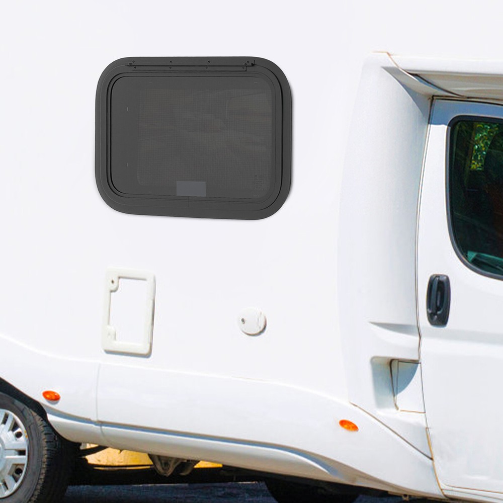 22" x 15" RV Exit Window Camper Push Out Emergency Window w/ Trim & Screen Black