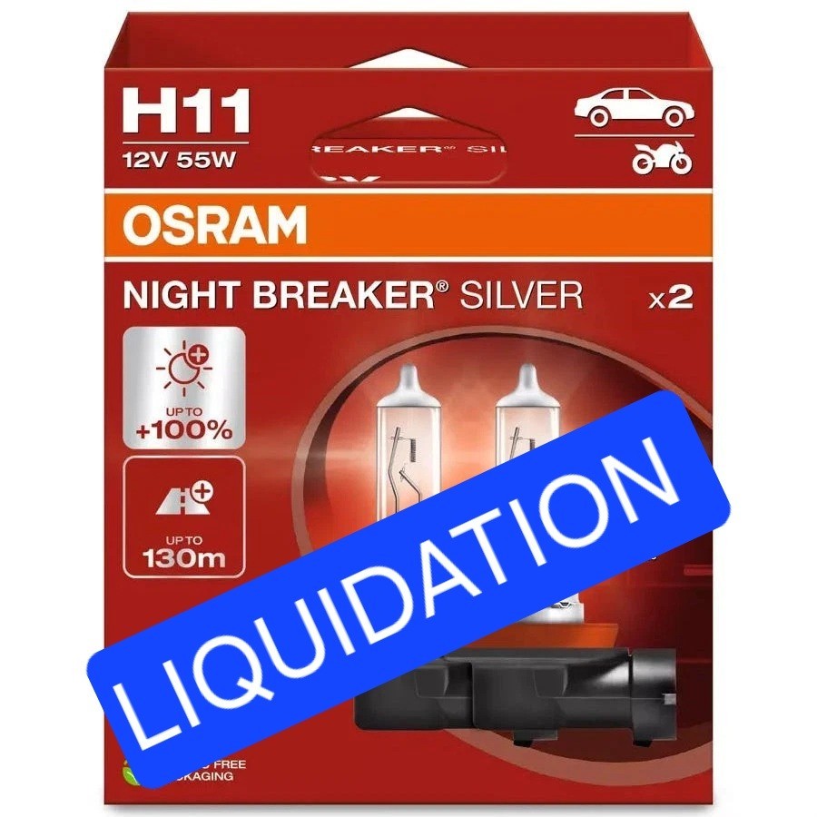 OSRAM 64211NBS-HCB NIGHT BREAKER SILVER H11 12V 55W Headlight Bulbs(Twin)
