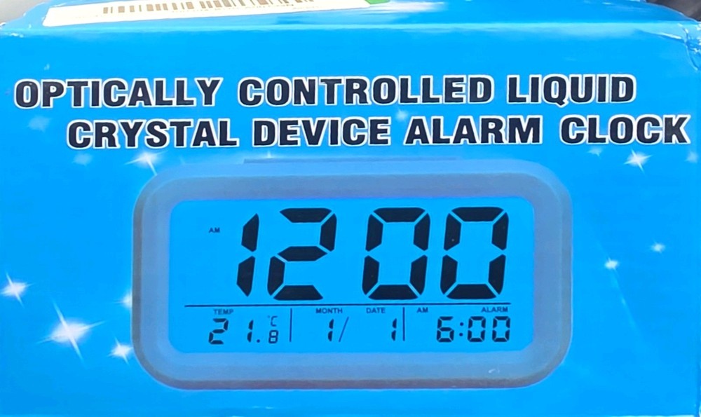 Blue Optically Controlled Liquid Crystal Device Digital Alarm Clock Standard