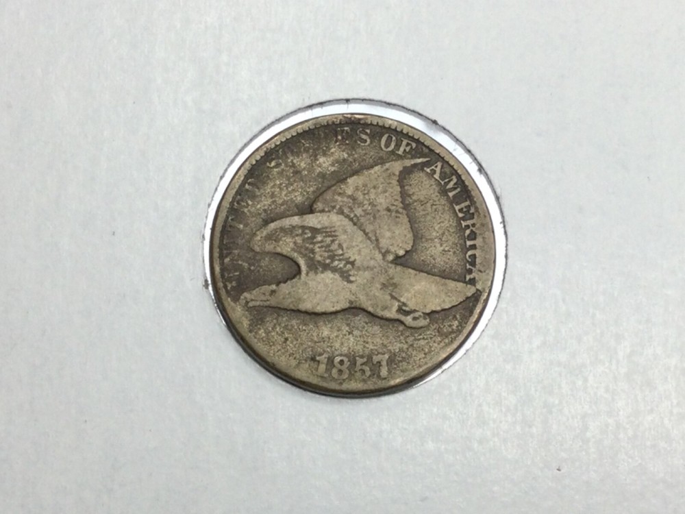 1857 Flying Eagle Cent with 50¢ die clash snow-9