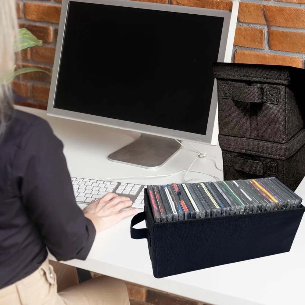 3PCS CD DVD Storage Box with Handle Portable Media Disc Organizer Holder #V