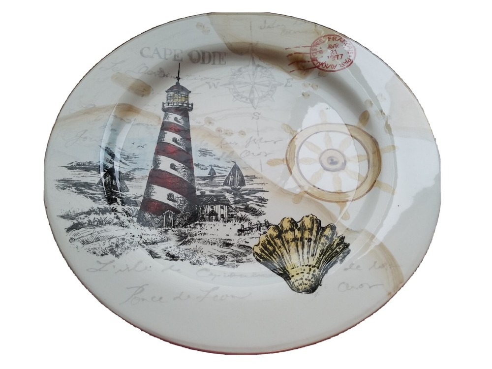 MAXCERA RED LIGHTHOUSE ROUND (CHOP) PLATTER.  NEW