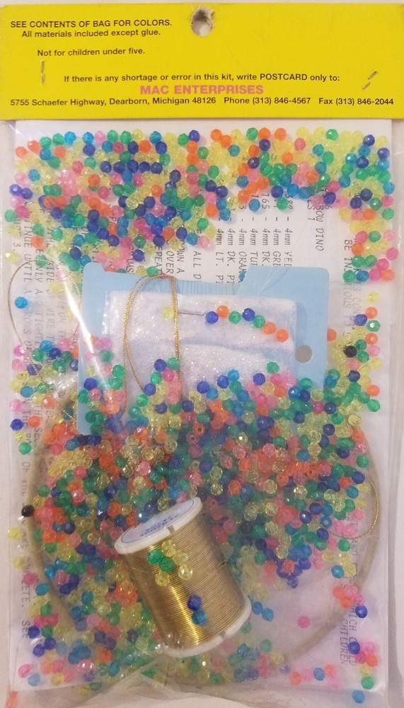 Beaded Rainbow Dinosaur Mobile MAC-A-BEAD-EZE Beading Craft Kit Mac Enterprises