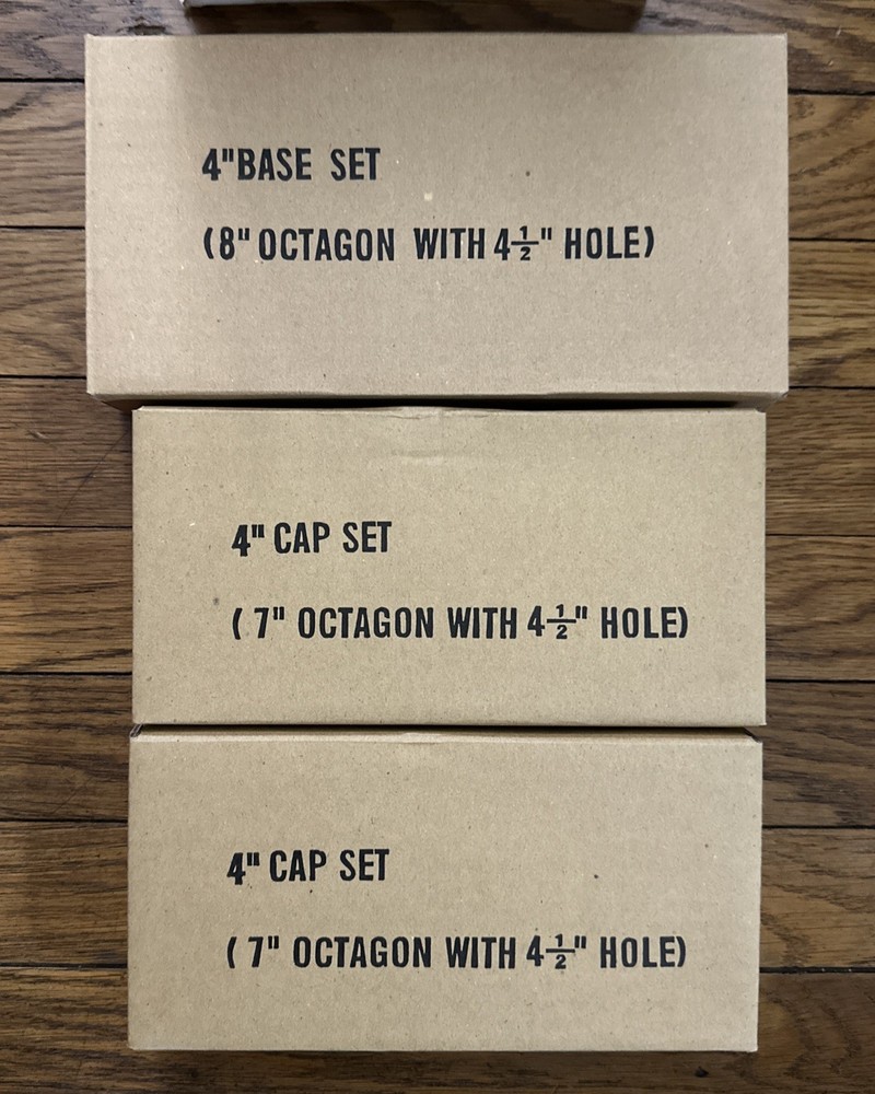 NEW Pole Wrap 4" Basement Column Base & Cap Set Unfinished Solid Oak 85CB40