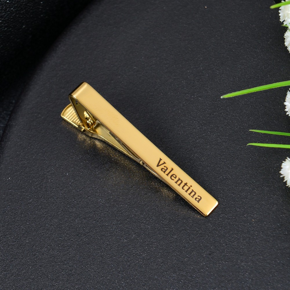 Pendantify Personalized Name Engraved Tie Clip | Custom Name Bar Tie Clip