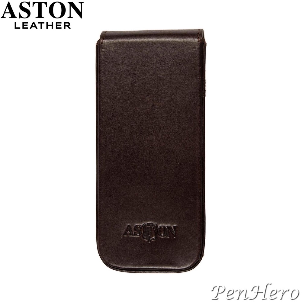 Aston Leather Pen Case with Three Slots Black