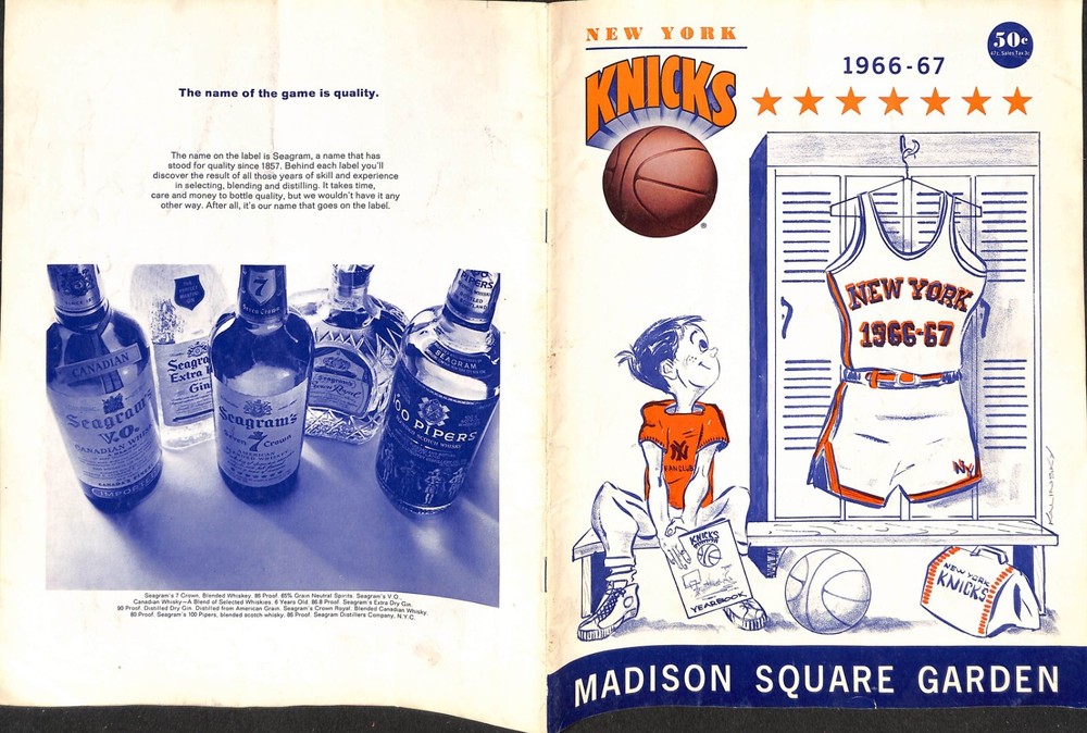 1966 - 1967 CINCINNATI ROYALS VS. NEW YORK KNICKS PROGRAM/ SCORECARD, SCORED