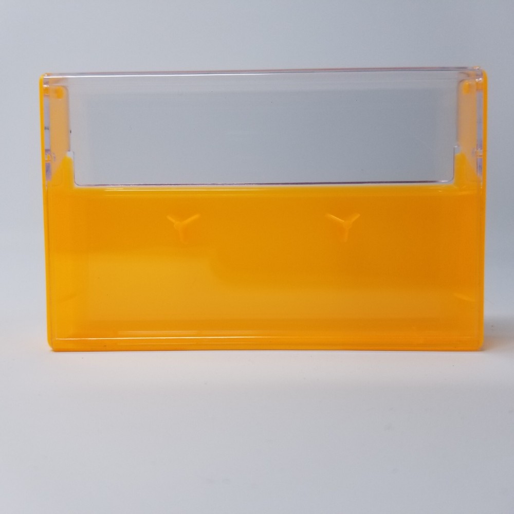 5 Cassette Tape Cases: Clear Front + Fluorescent Orange Solid Back - Plastic