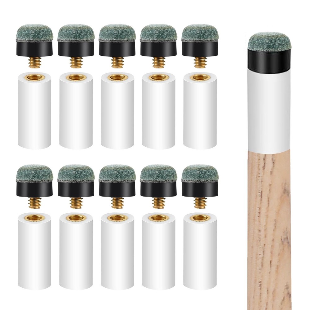 20 Sets Billiard Cues Tips Replacement Kit with White Pool Cue Stick Ferrules...