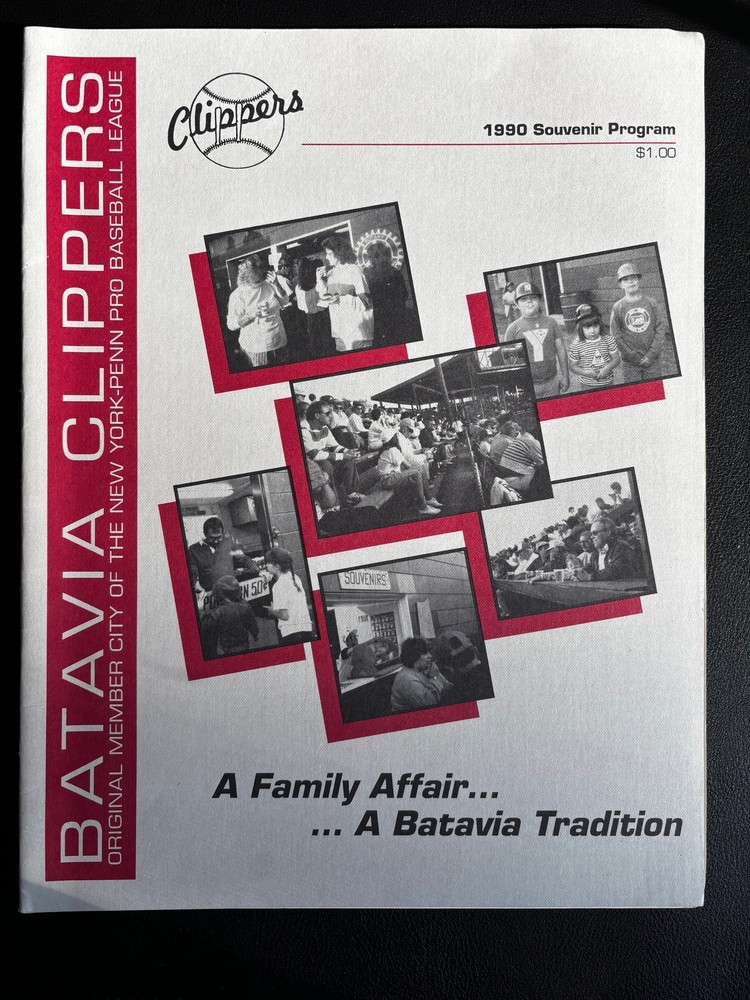 1990 Batavia Clippers Official Souvenir Baseball Program Phillies