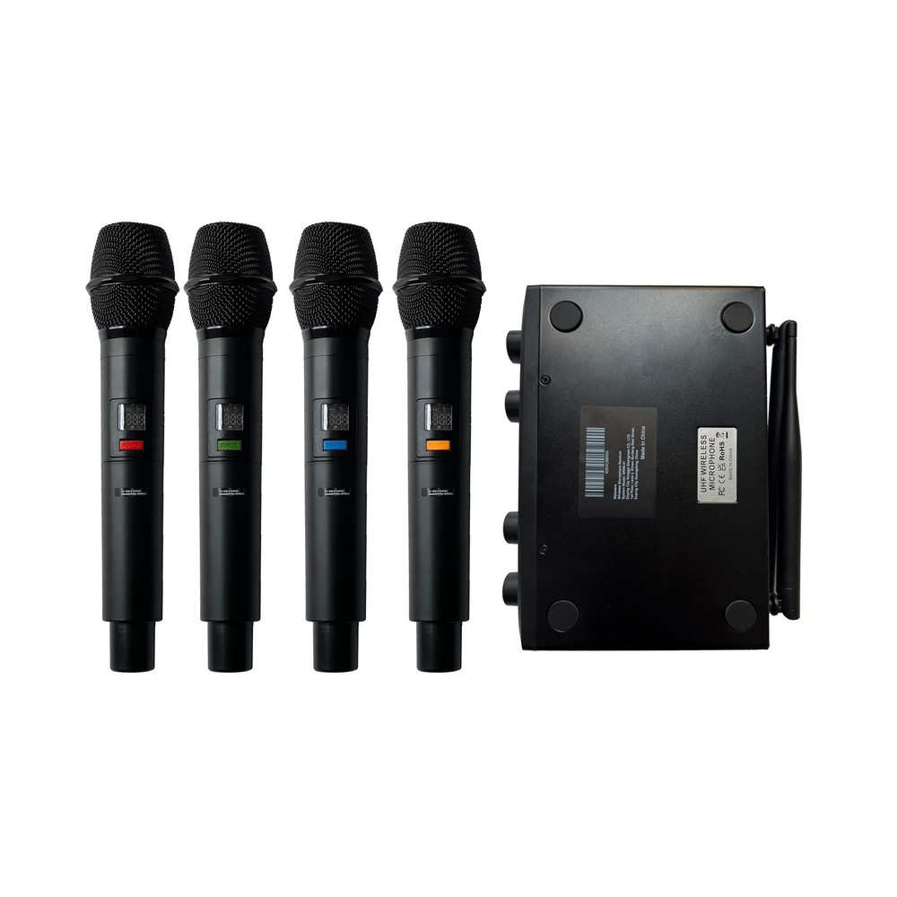 4-Channel Wireless Microphone System, UHF Compact Cordless Mic Set ... Fast Ship