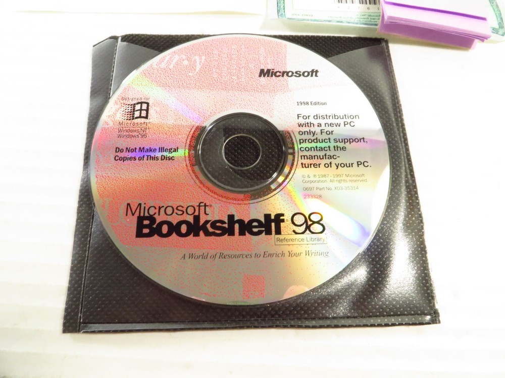 Microsoft Bookshelf 98 Reference Library CD-ROM Windows NT Books, Vintage