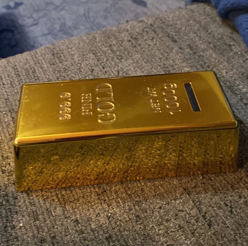 gold bar piggy bank