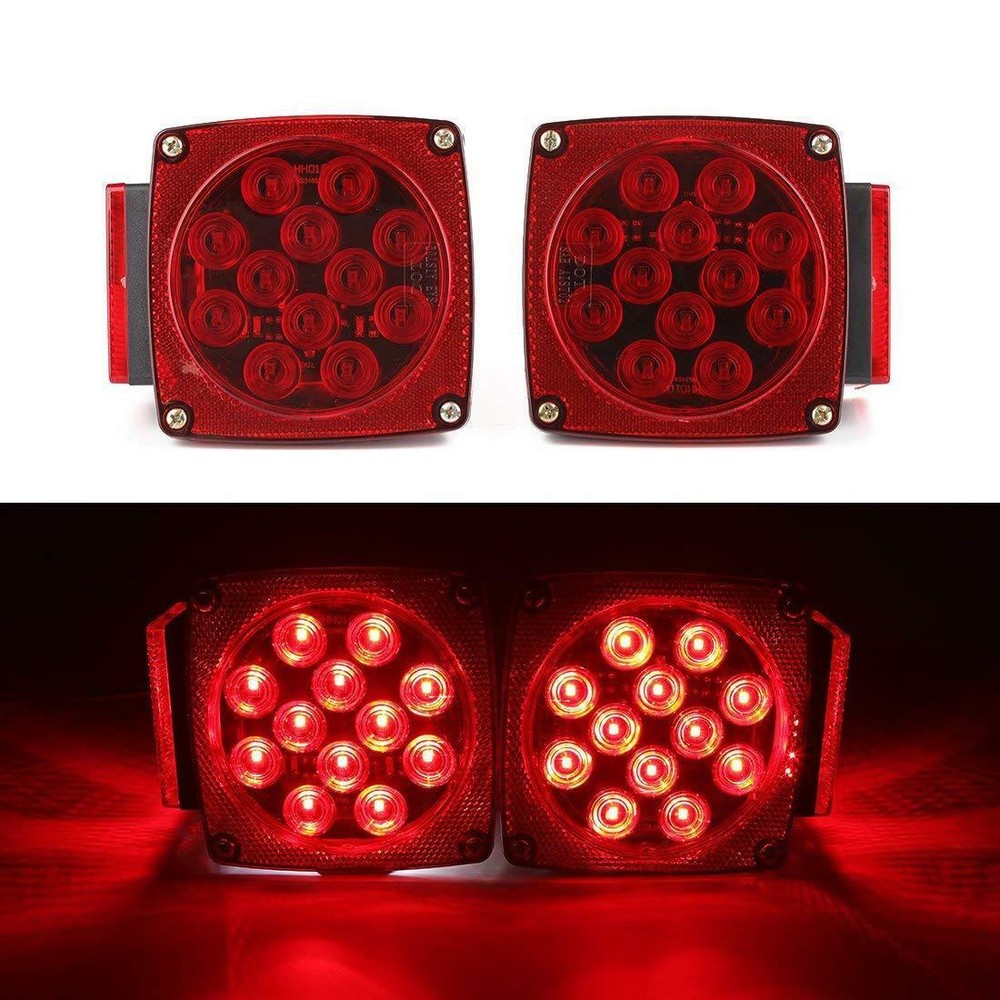 1 pair of Submersible Square Led Trailer Tail Lights Under 80" Brake Boat DOT