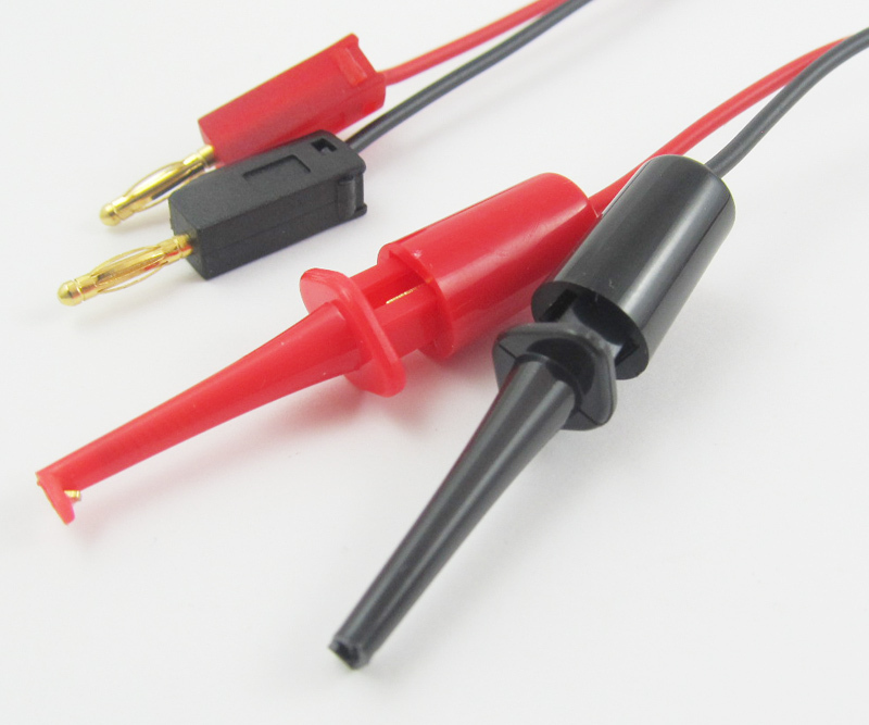 2pair 0.5M 2mm Gold Stackable banana plug to Small Test Hook Clip Cable Probes