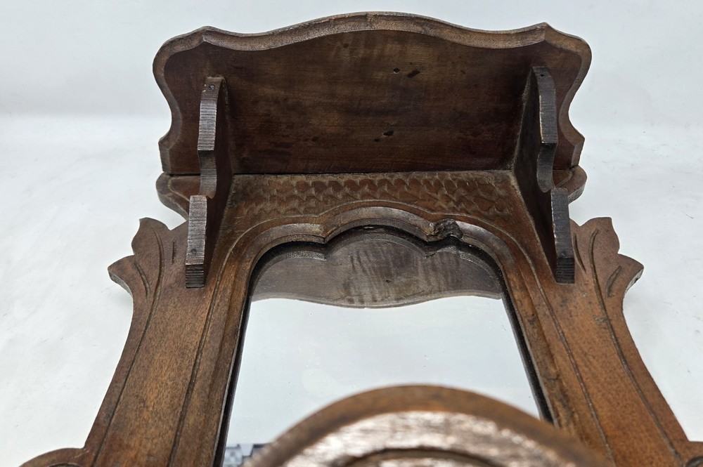 Vintage Chippendale Mirror w Cut Rococo Scrollwork & Storage Compartment Wood 2'