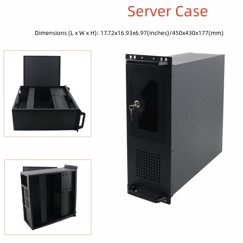 4U Server Case Rack Mount 4U Server Chassis Lockable Computer Cases for Home Lab