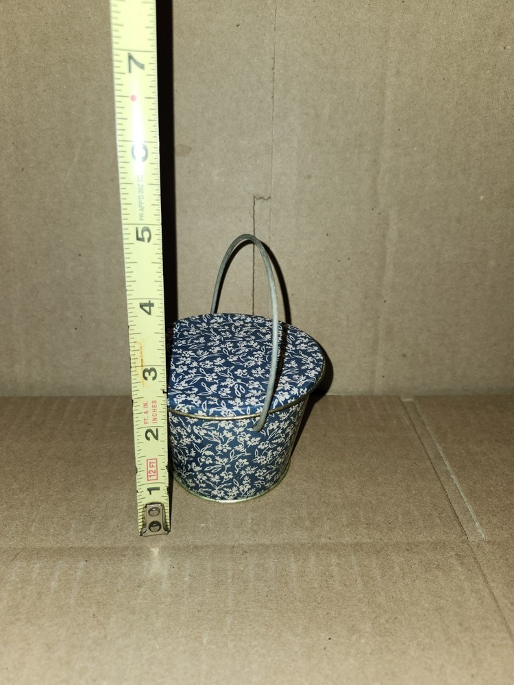 Vintage Mini Farmhouse Enamelware Colander Strainer Blue/White
