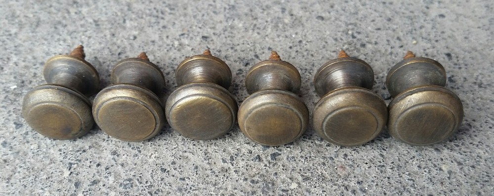 6 Solid Brass SMALL Stacking Barrister Bookcase 1/2"dia Knobs drawer Pulls #K18