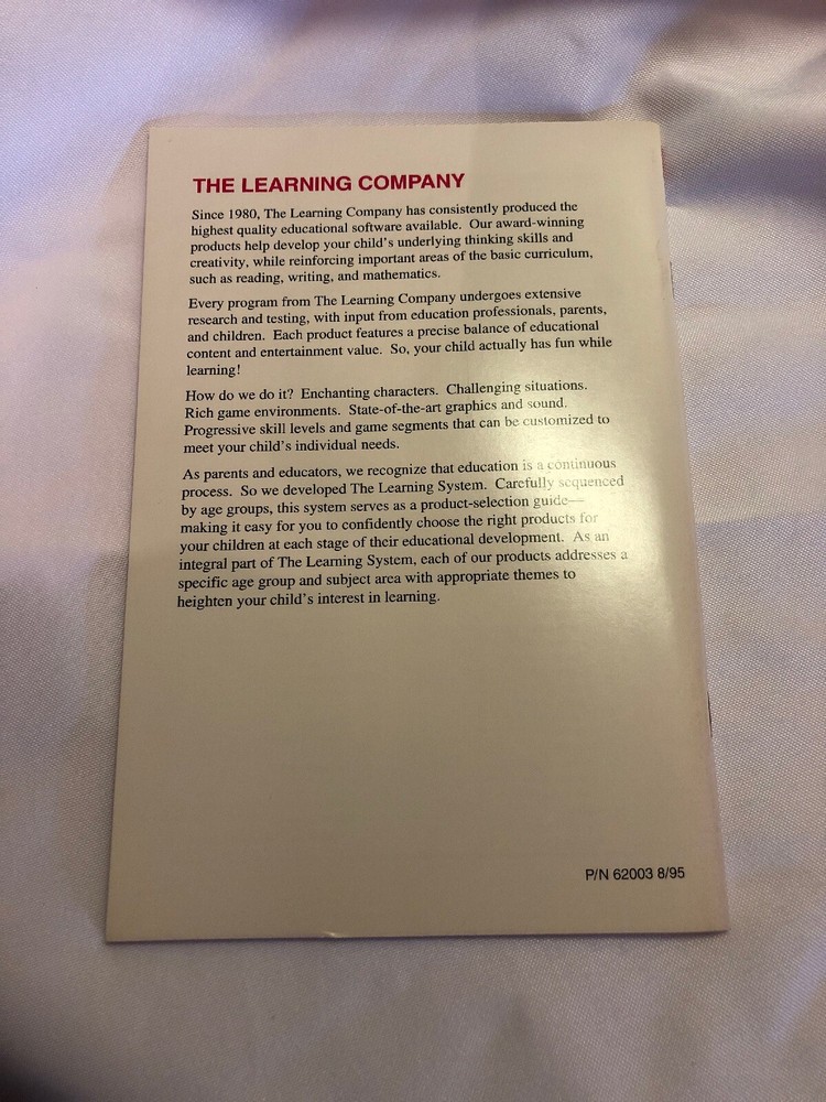 1994 Reader Rabbit 3 (Learning Company) *User Guide Only*