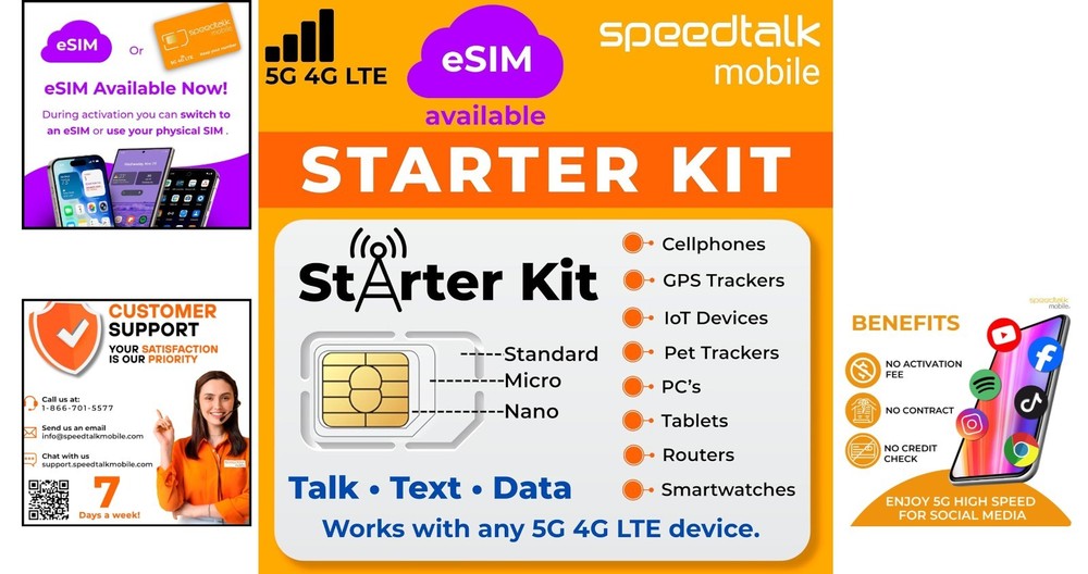 Multi-Size SIM Card Starter Kit for Smartphones and IoT Devices US Coverage