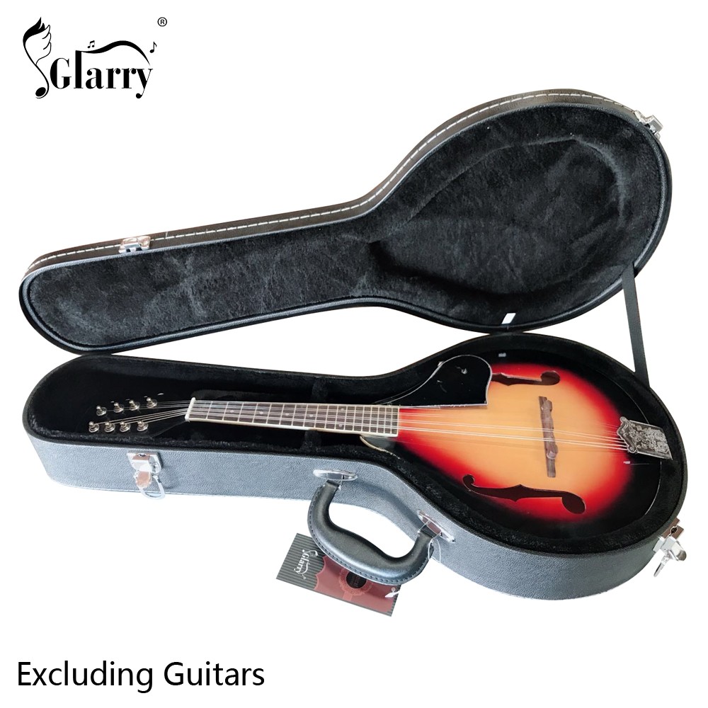 Hardshell A-Style Microgroove Pattern Leather Wood Mandolin Case Black